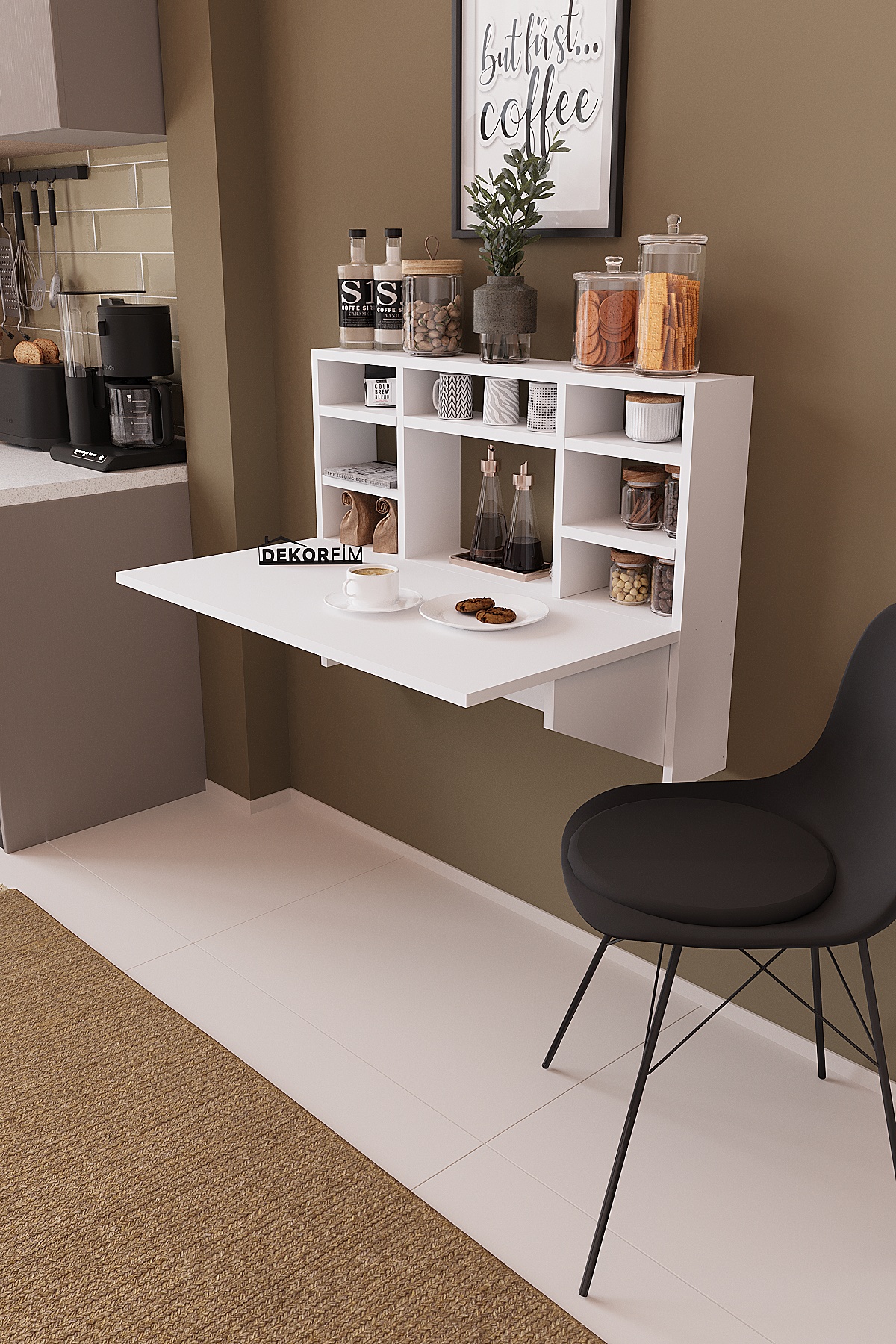 B1 DF01104 Kardelen Pratik Duvara Monte Katlanır Masa Mutfak ve Yemek Masası - Görsel 1