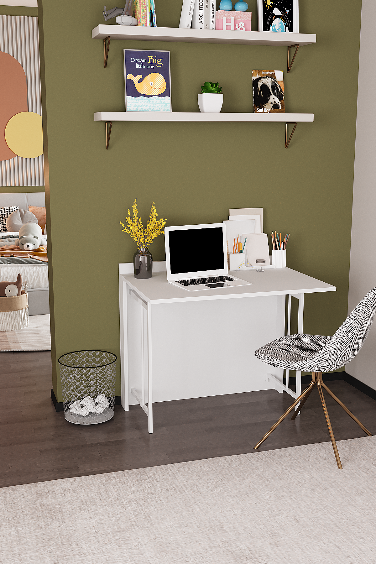 beyaz 1 DF09101 Frezya Portatif Katlanır Çalışma Masası - Görsel 1