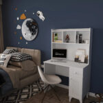 DF09105 Çekmeceli Membran Kapaklı, Kitaplıklı Çalışma Masası, Bilgisayar Masası