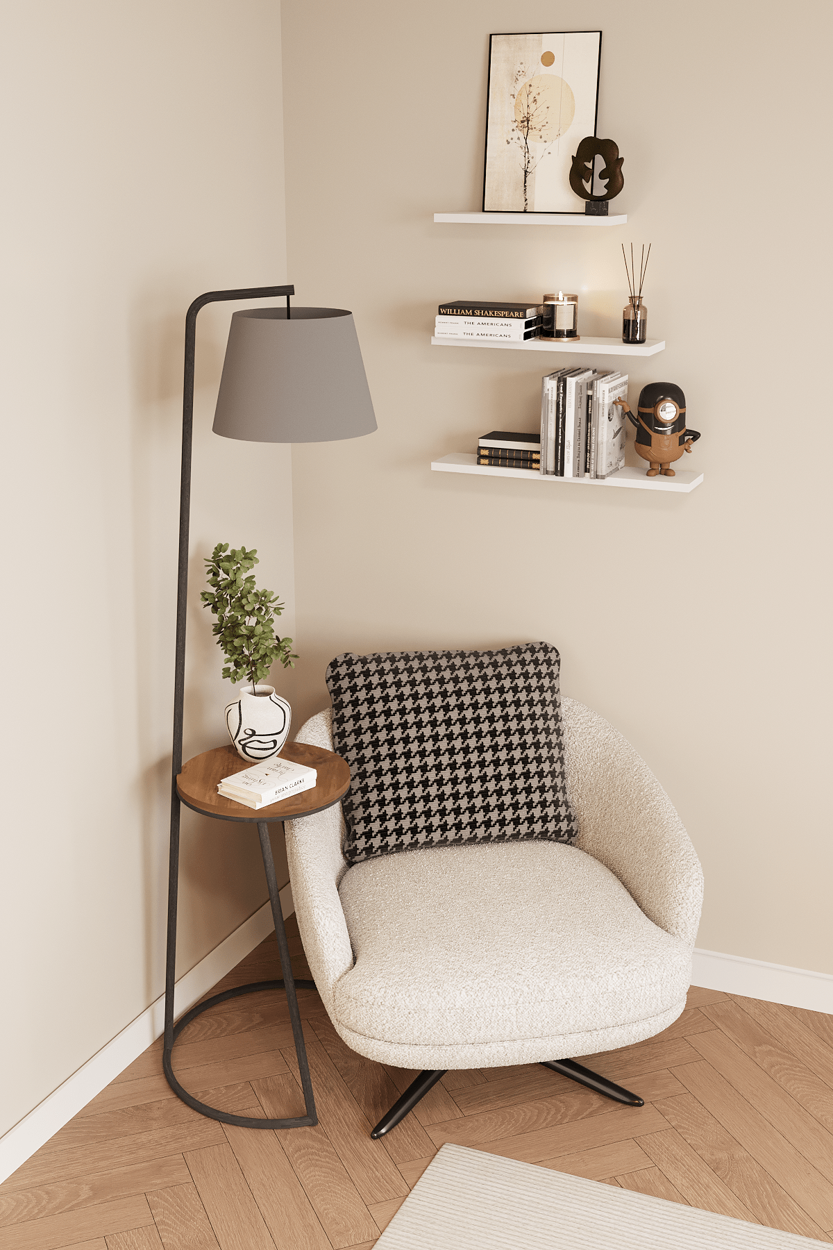 bz1 DF05102 3'lü 40-50-60 Dekoratif Uçan Raf Duvar Rafı - Görsel 1